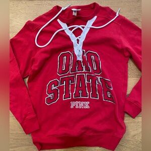 Ohio State Victoria Secret Pink Red Lace-Up Sweatshirt Women’s XS VGUC